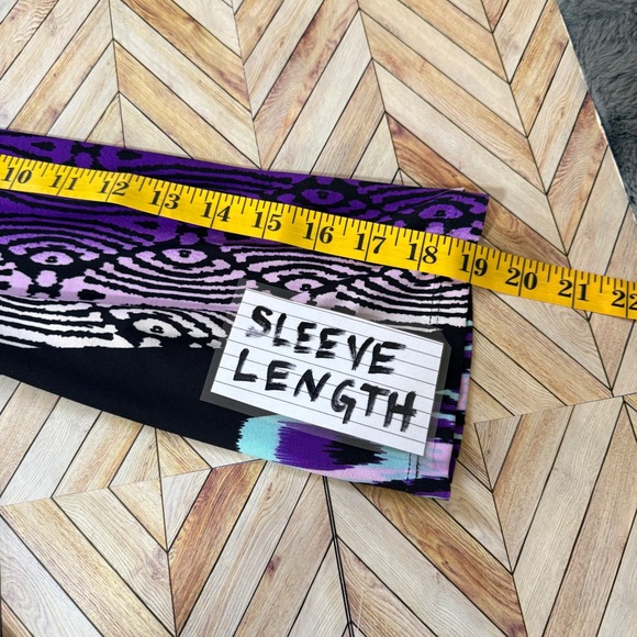 Chicos Kaylee Black Purple Multi Print Shift Dress Lg 3/4 Sleeve V Neck NWT - Picture 8 of 11